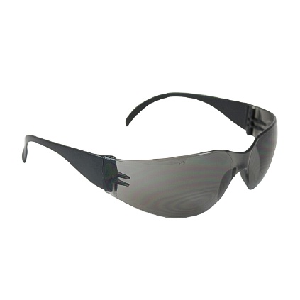 Rimless Safety Glasses with Black Temple, Gray Lens and Anti-Scratch Coating, Clear, OS