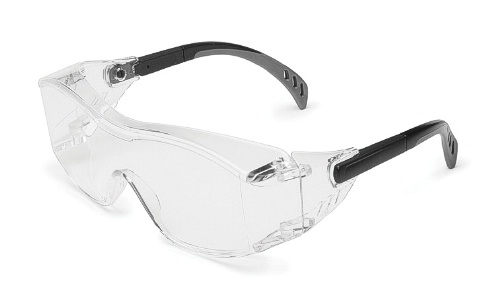 GWAY 6980 COVER2, BLACK TEMPLES, CLEAR LENS OTG SAFETY GLASSES
