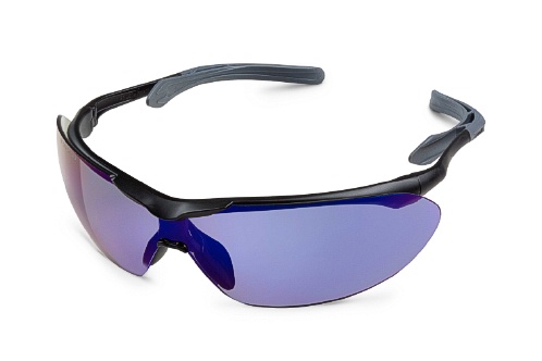 GWAY 35BK9M FLIGHT, BLACK FRAME, GRAY TEMPLE TIPS, BLUE MIRROR LENS SAFETY GLASSES