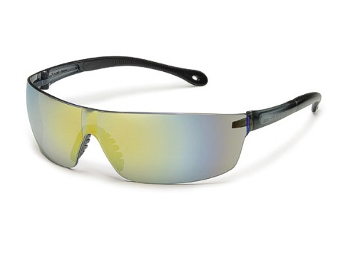 GWAY 447M STARLITE SQUARED, GRAY TEMPLES, GOLD MIRROR LENS SAFETY GLASSES