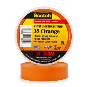 3M 35 ORANGE 7000031581 VINYL ELECTRICAL TAPE, 3/4 IN X 66 FT, 10 ROLLS/CARTON, 100 ROLLS/CASE