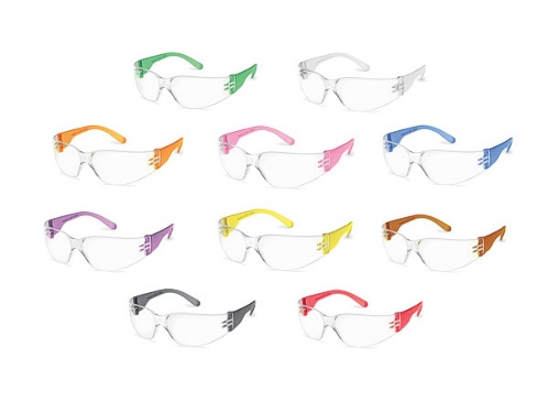 GWAY 4699 STARLITE GUMBALLS, VARIOUS TEMPLES, CLEAR LENS SAFETY GLASSES