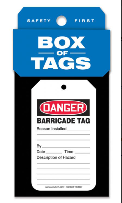 ACCUFORM TBX307 DANGER BARRICADE TAG 50/BX