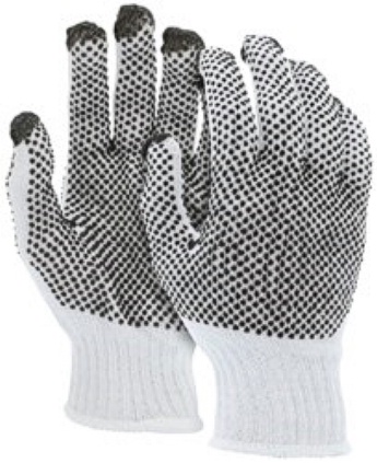 MCR-MEMPHIS-GLOVE 9660L LARGE 7 GAUGE GLOVES REG WEIGHT, 70% COTTON / 30% NATURAL POLYESTER, PVC DOTS 2 SIDES