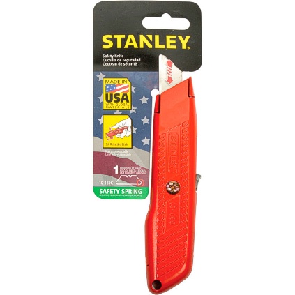 STANLEY 10-189C SELF RETRACTING UTILITY KNIFE 8" RETRACTABLE STEEL BLADE, METAL, SAFETY ORANGE