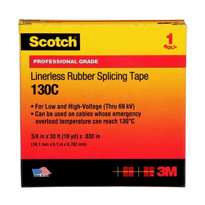3M 7000006085 130C 3/4"X 30' RUBBER SPLICING TAPE BLACK 1 ROLL/CARTON, 24 ROLLS/CASE