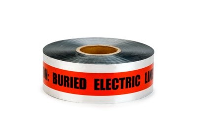 3M 7000133190 406 BARRICADE TAPE, CAUTION SILVER FOIL BURIED ELECTRIC LINE BELOW, 3 IN X 1000 FT, RED, 8 ROLLS/CASE, BULK