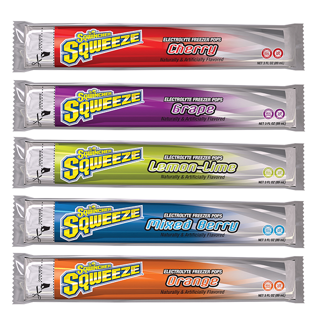 SQWINCHER 690-159200201 ASSORTED FLAVORS SQUEEZE FREEZER POPS 3 OZ.  (PK/10) (CASE/15PKS)