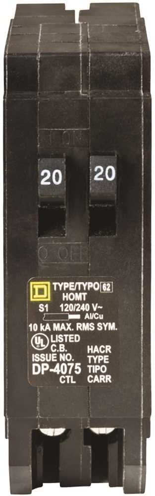 BRBR-SQD HOMT2020NEW 1P 20A 120V DUPLEX 10K HOMELINE CIRCUIT BREAKER