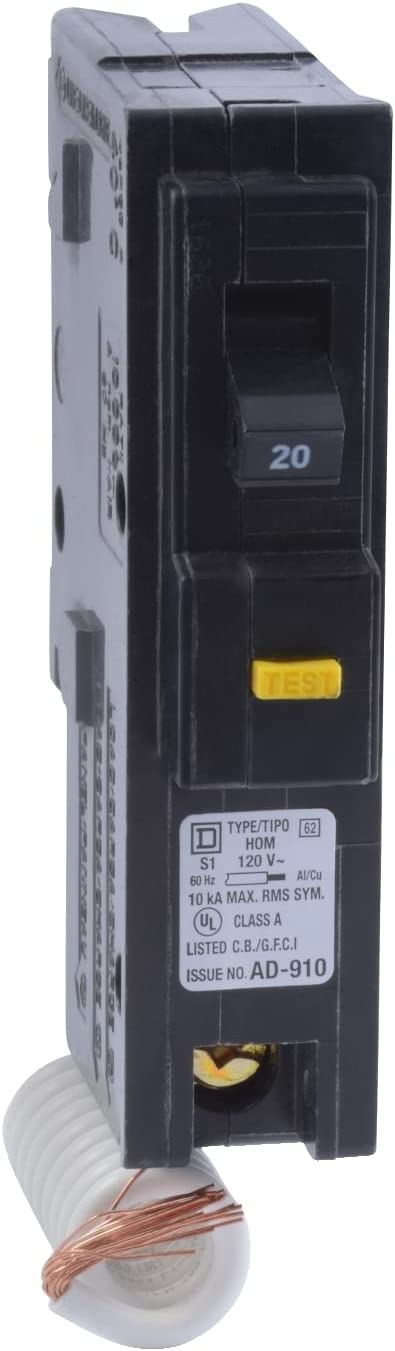 BRBR-SQD HOM120GFICP 1P 20A 120V GFCI 6MA 10K CLASS A 6MA PERSONNEL PROTECTION TYPE BREAKER