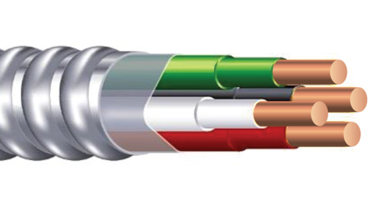 MCCABLE 12/3 STRANDED ALUMINUM CLAD 120V MC CABLE 250' CL BLACK, RED, WHITE, GREEN 800304-250, A059-42-00