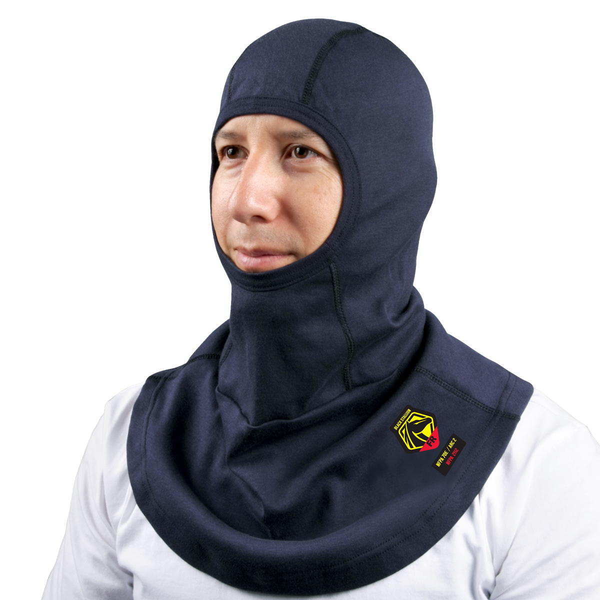 BKST AH1520-NV FR BALACLAVA NAVY COTTON ARC(HRC) SINGLE LAYER WITH NECK DRAPE