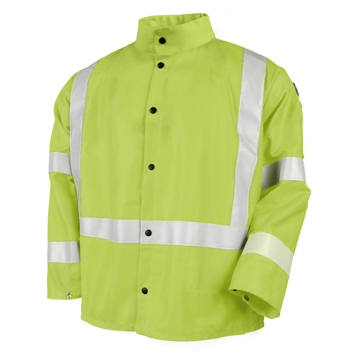 BKST JF1012-LM-5XL 9 OZ LIME GREEN FLAME RESISTANT COTTON 30 INCH JACKET WITH SILVER REFLECTIVE
