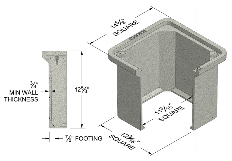 OCAS PHA121212HE002 OLD CASTLE 12X12X12 BURIAL BOX OPEN BOTTOM TIER 15 COVER MARKED ELECTRIC 15,000LBS