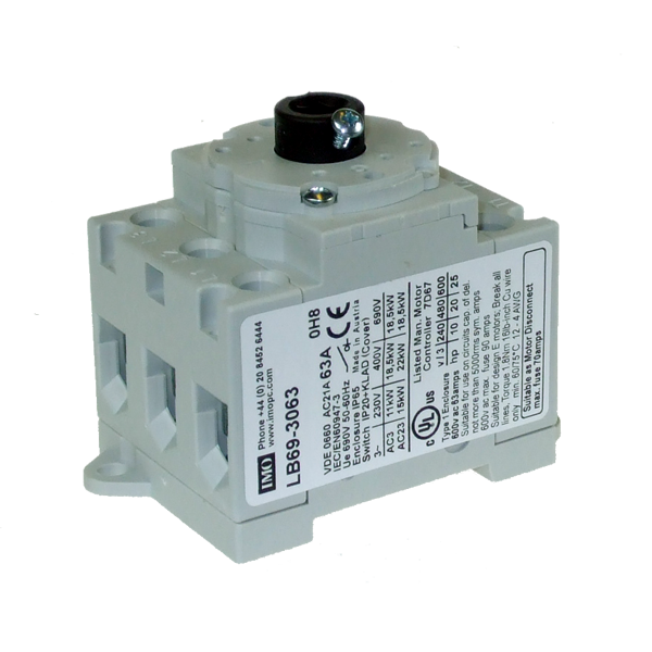 IMO LB69-3063 BASE MOUNT DOOR INTERLOCK ISOLATOR BODY 3 POLE 63A FOR USE WITH E69¦ SHAFTS AND H69¦ HANDLES