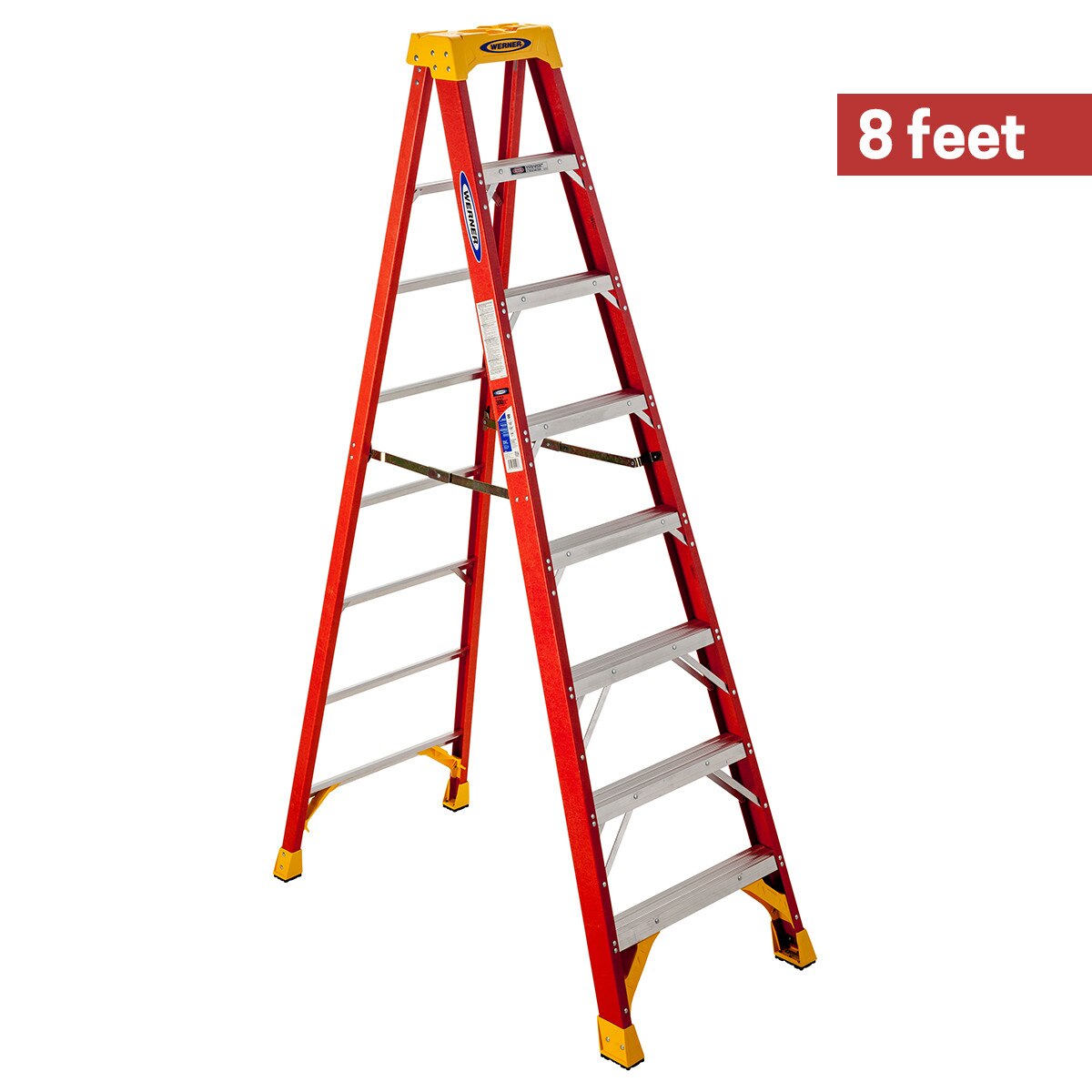 LADDER 8' 6208 FIBERGLASS HEAVY DUTY STEPLADDER TYPE 1A