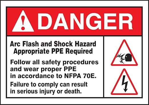 ACCUFORM LELC317 ANSI DANGER ARC FLASH SAFETY LABEL: ARC FLASH AND SHOCK HAZARD (SYMBOLS) 7"X10"