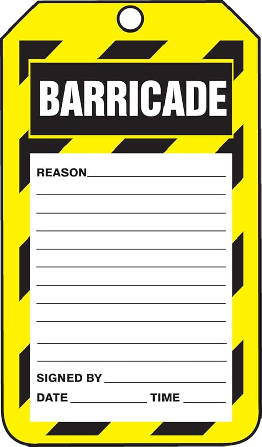 ACCUFORM TAB107PTP BARRICADE STATUS SAFETY TAG: BARRICADE 25/PK RE-PLASSTIC