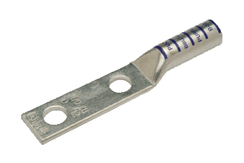 PENN BBLU050D COPPER COMPRESSION LUG - LONG BARREL - TWO HOLE TONGUE WITH CLOSED TRANSITION - 500 KCMIL - 1/2 STUD SIZE HOLE