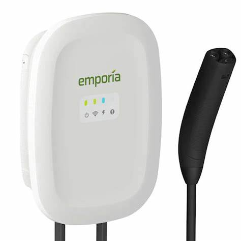 EMPORIA EMEVSE1-A-H-T EV CHARGER WHITE LEVEL 2 48 AMP HARDWIRE 24' CABLE WITH NACS/TESLA CONNECTOR TYPE UL AND ENERGY STAR LISTED WIFI ENABLED