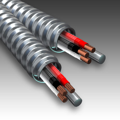 MCCABLE 10/3 ALUMINUM CLAD STRANDED MC CABLE 120V 250' COIL  BLACK, RED, WHITE, GREEN 800293-250, 2162-42-00