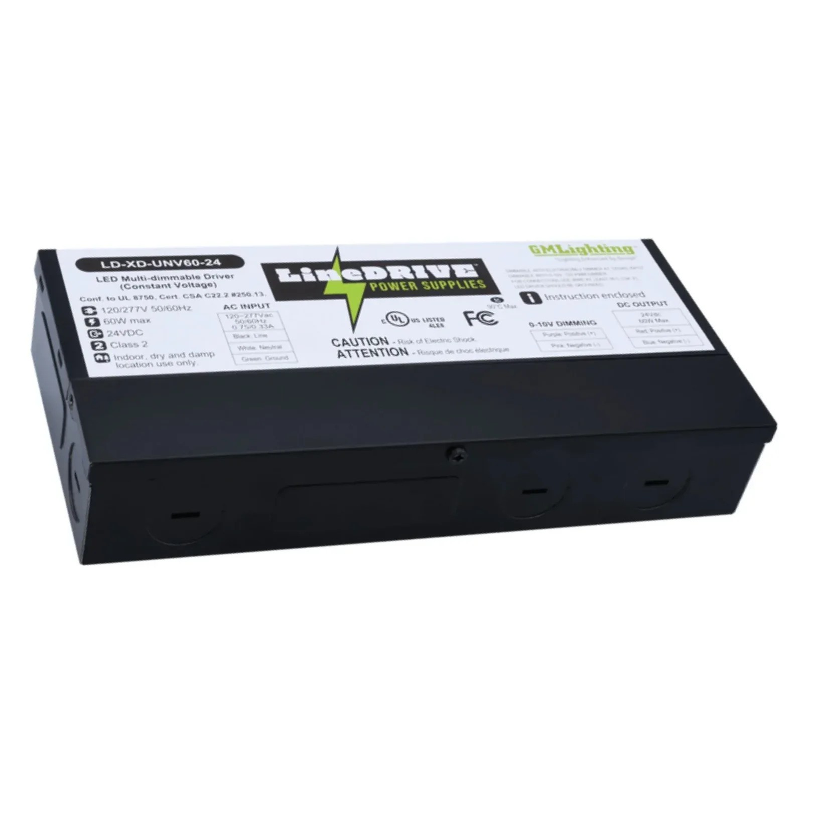 GM LD-XD-UNV60-24 24VDC - 60W - 120V OR 277V - CLASS 2 - MULTI-DIMMING: TRIAC, ELV, MLV, 0-10V, PWM